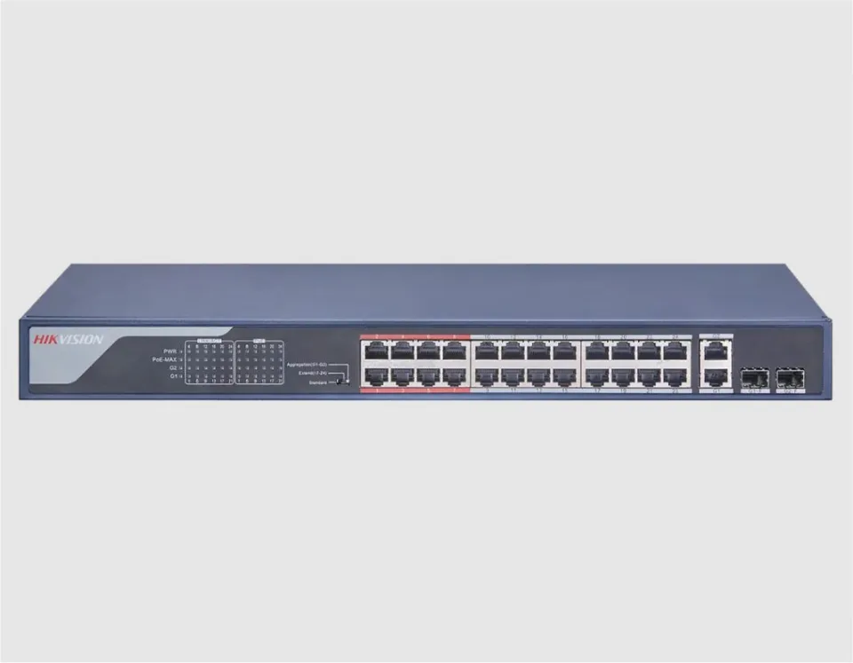 DS-3E0326P-E (B) 24 портты PoE-коммутатор Hikvision