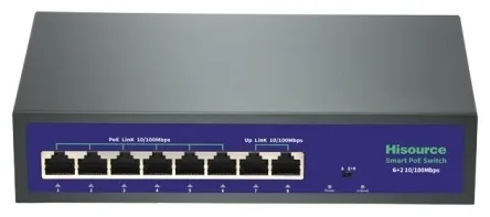 Hi-F0620FBL POE коммутатор 6+2 порт Hisource
